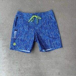 Stio CFS Board Shorts Men’s 35 Blue Abstract Print Swim Trunks Surf 18.5”